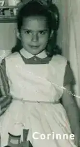 Corinne Aphen as a child with a train